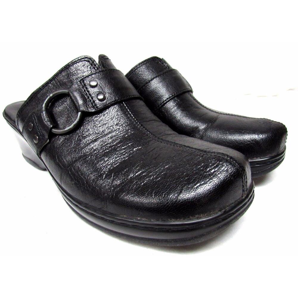 Born Concept B.O.C. women's size 10 M black leather clogs comfort shoes